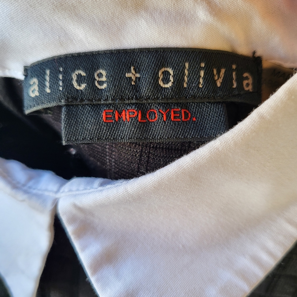 Alice + Olivia Employed Collared Academia Fit & Flare Textured Knit Mini Dress 2 - Picture 6 of 7